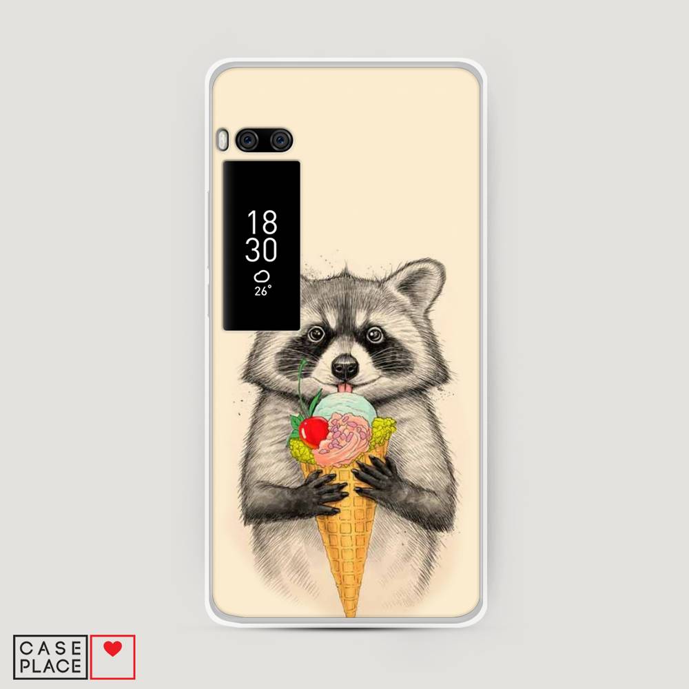 

Чехол Awog на Meizu Pro 7 Plus "Енот с мороженым", Бежевый;серый, 71950-10