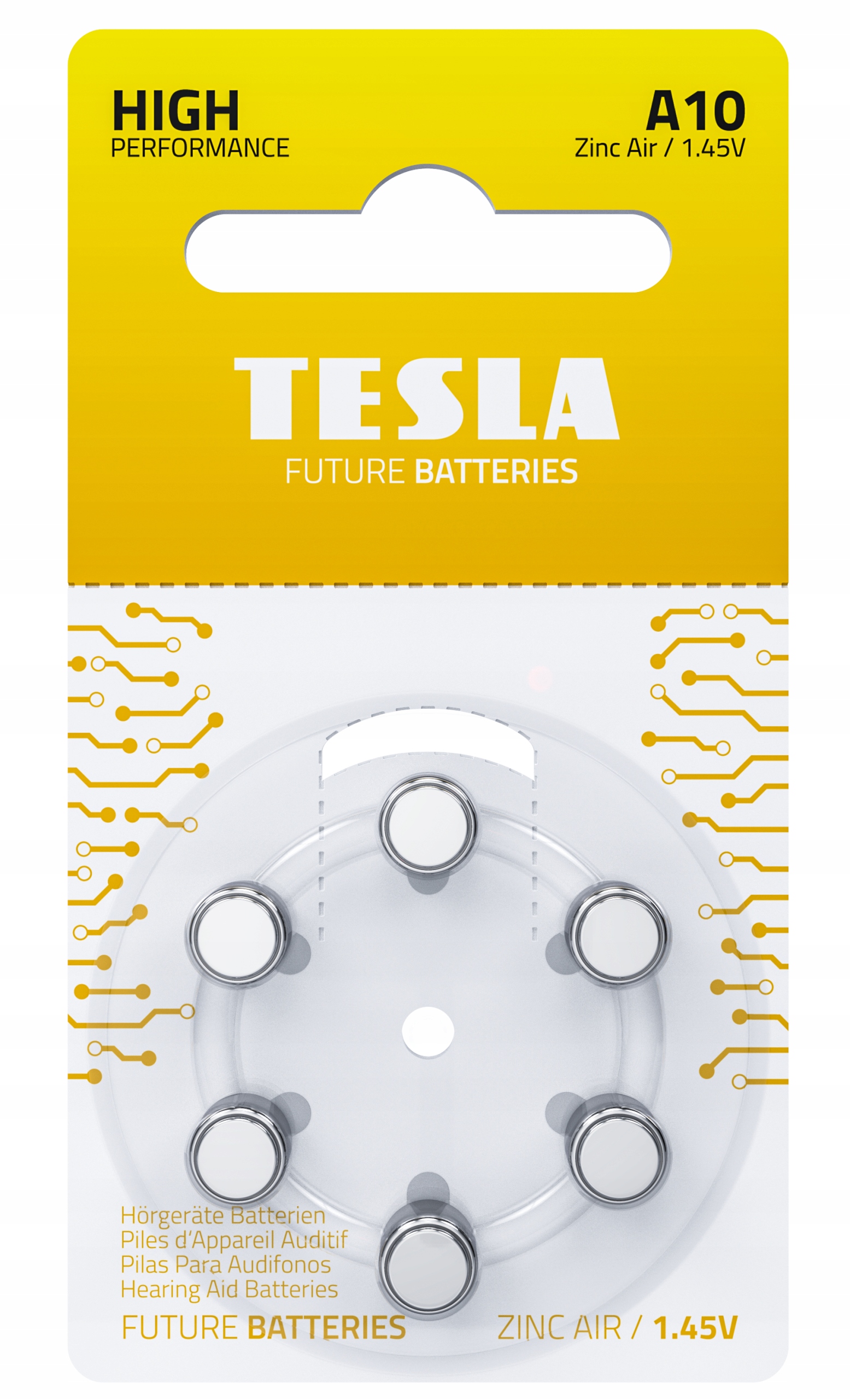 Батарейки Tesla A10 HEARING AID A10 Zinc Air (PR70/paper/6шт)