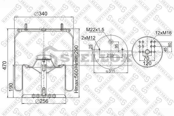 90-08813-Sx_пневмоподушка Со Стак Bpw36 Stellox 9008813SX 16320₽