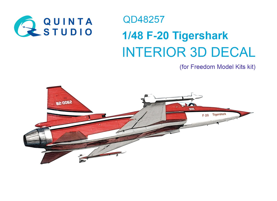 

QD48257 3D Декаль интерьера кабины F-20 Tigershark Freedom Model, Цветной
