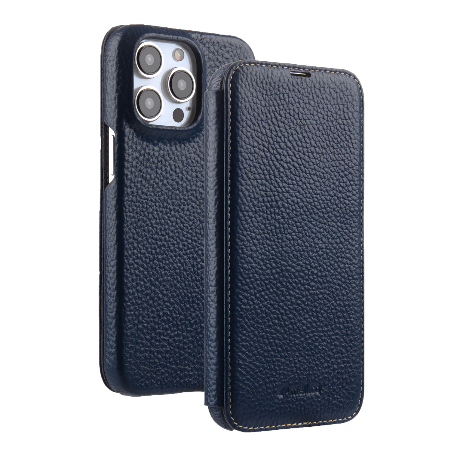 

Кожаный чехол книжка Melkco Face Cover Type для iPhone 15 Pro Max, темно-синий, Face Cover Type для iPhone 15 Pro Max