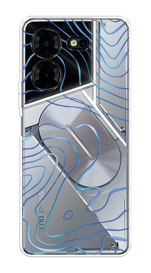 

Чехол Homey на Tecno Pova 5 Pro 5G "Blue lines", Прозрачный;синий, 304550-1
