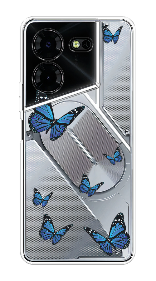 

Чехол Homey на Tecno Pova 5 Pro 5G "Blue butterflies", Синий;черный, 304550-1