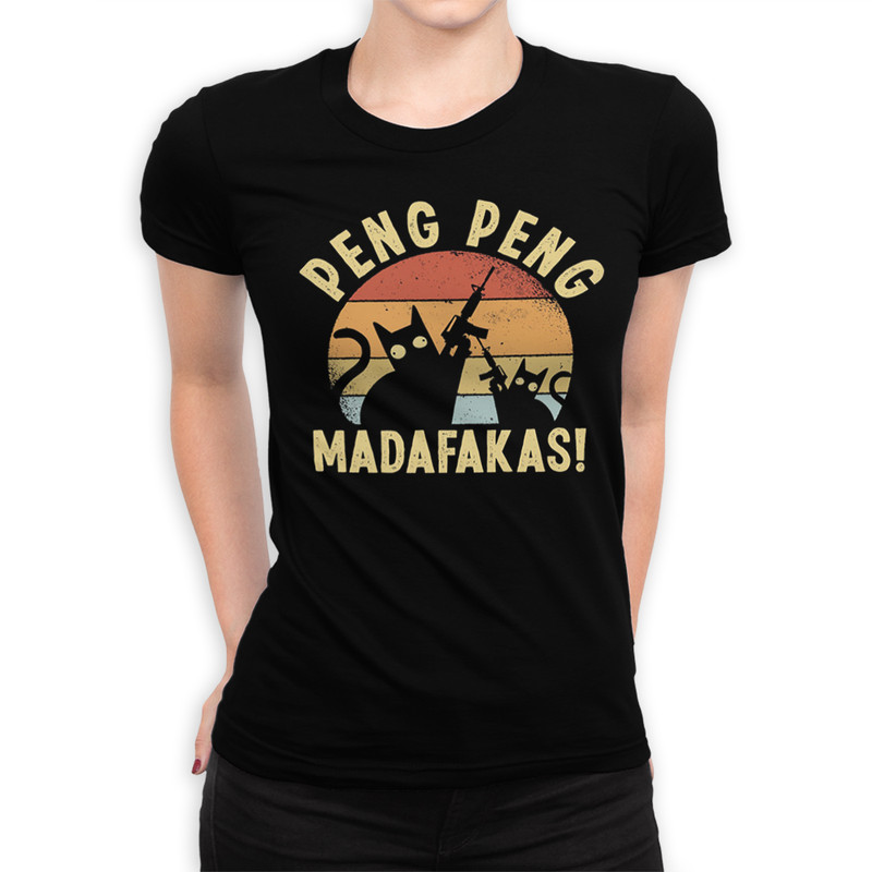 

Футболка женская Dream Shirts Котики с автоматами - Peng Peng Madafakas черная 2XL, Котики с автоматами - Peng Peng Madafakas