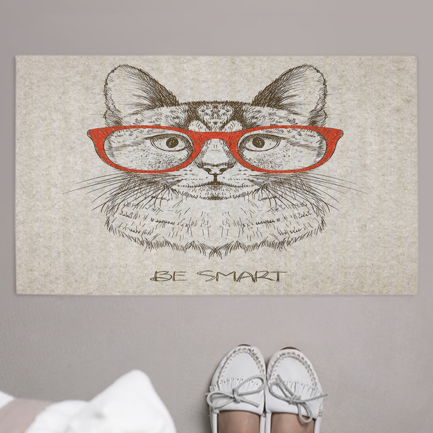 фото Придверный коврик в прихожую joyarty "будь умным" для обуви, на резиновой основе, 75x45 см