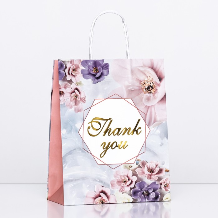 

Пакет крафт Thank You, розовый, 27 х 21 х 11 см (12 шт.)