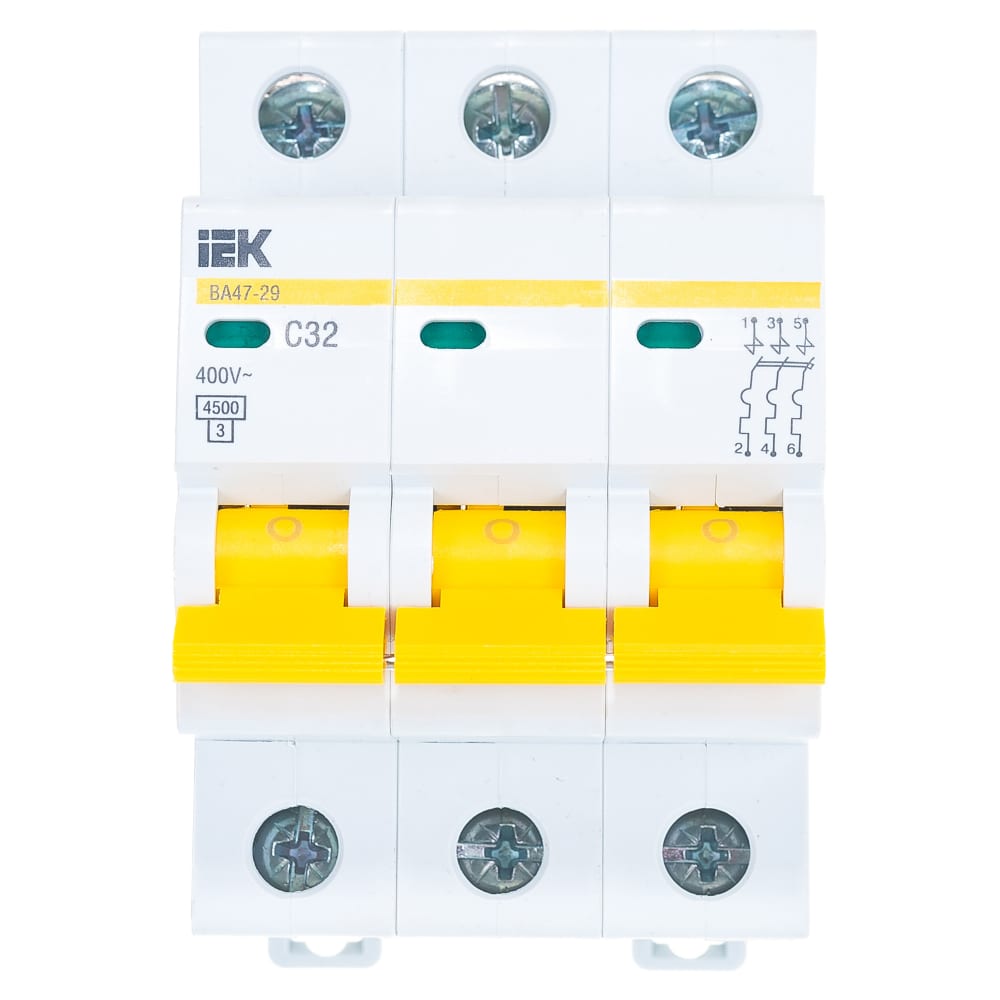 Автоматический 3-полюсный выключатель, 32А, С ВА47-29 4.5кА IEK MVA20-3-032-C