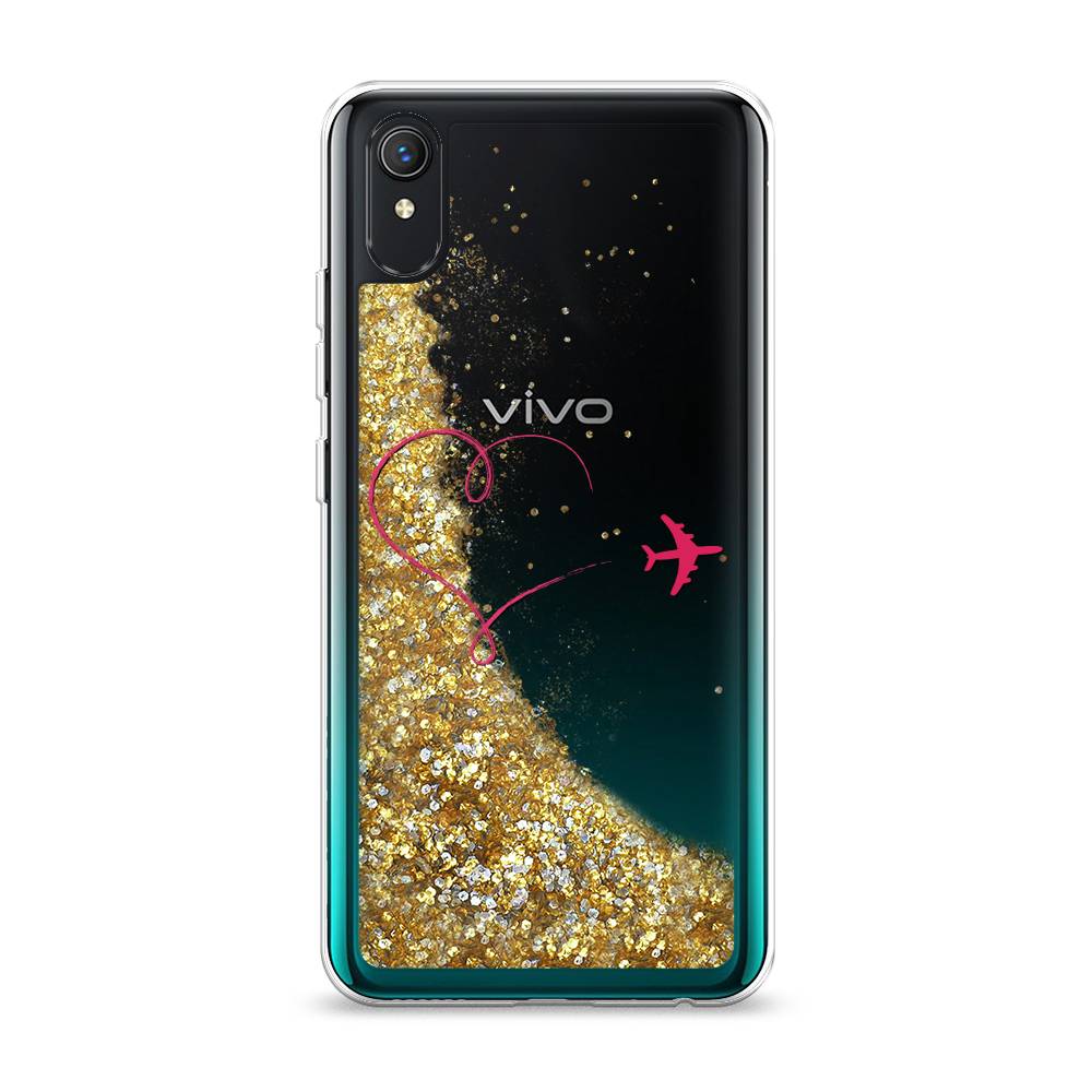 

Жидкий чехол с блестками "Сердце и самолет" на Vivo Y1s, 263290-1