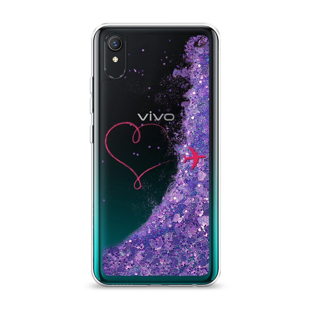 

Жидкий чехол с блестками "Сердце и самолет" на Vivo Y1s, 263292-1