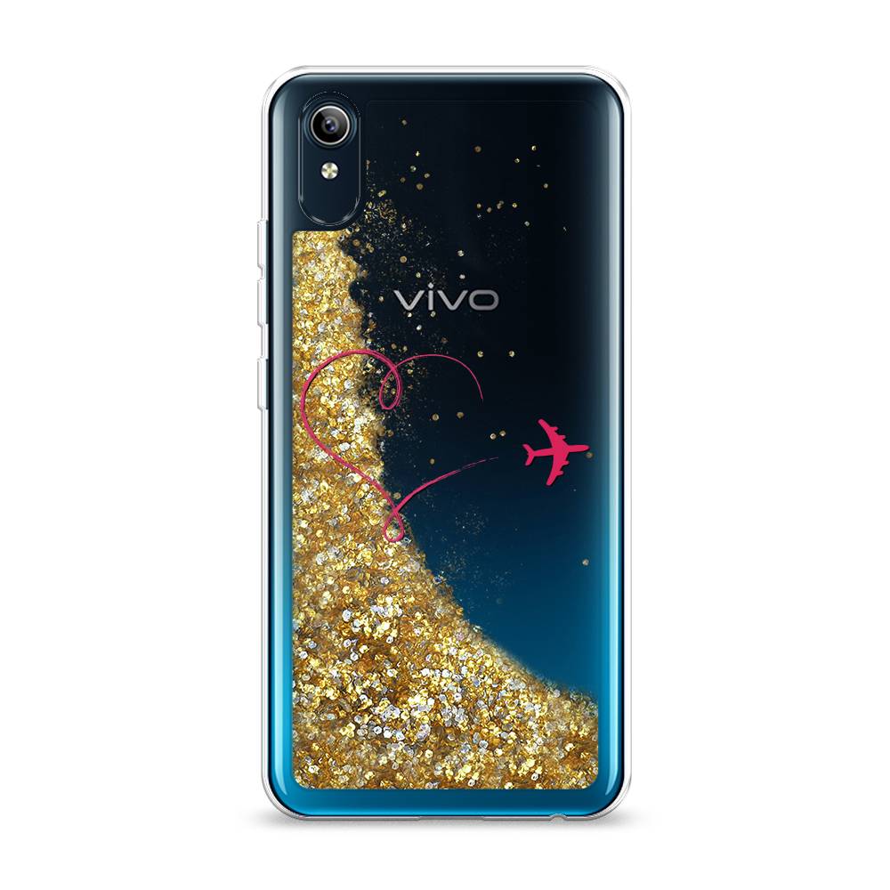 

Жидкий чехол с блестками "Сердце и самолет" на Vivo Y91c, 262890-1
