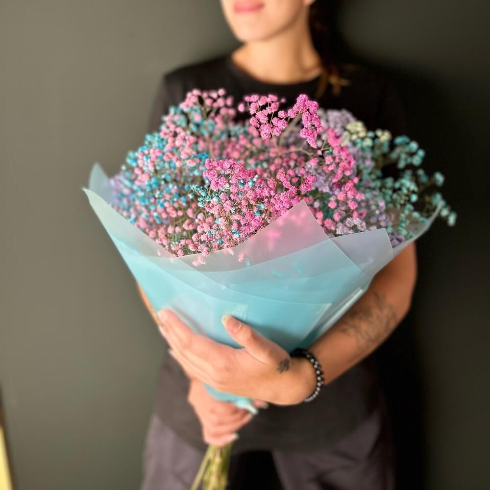 

Букет Flowers из разноцветной гипсофилы Неон 34425823, sun_4444