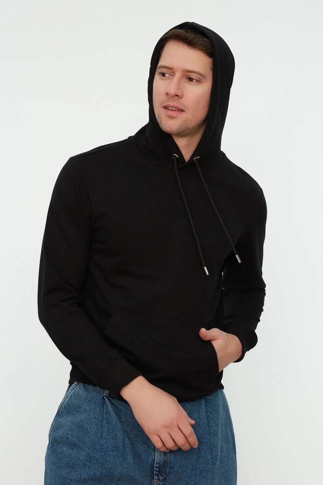 

Худи мужское Trendyol TMNAW20SW0162 черное 2XL, trendyol TMNAW20SW0162