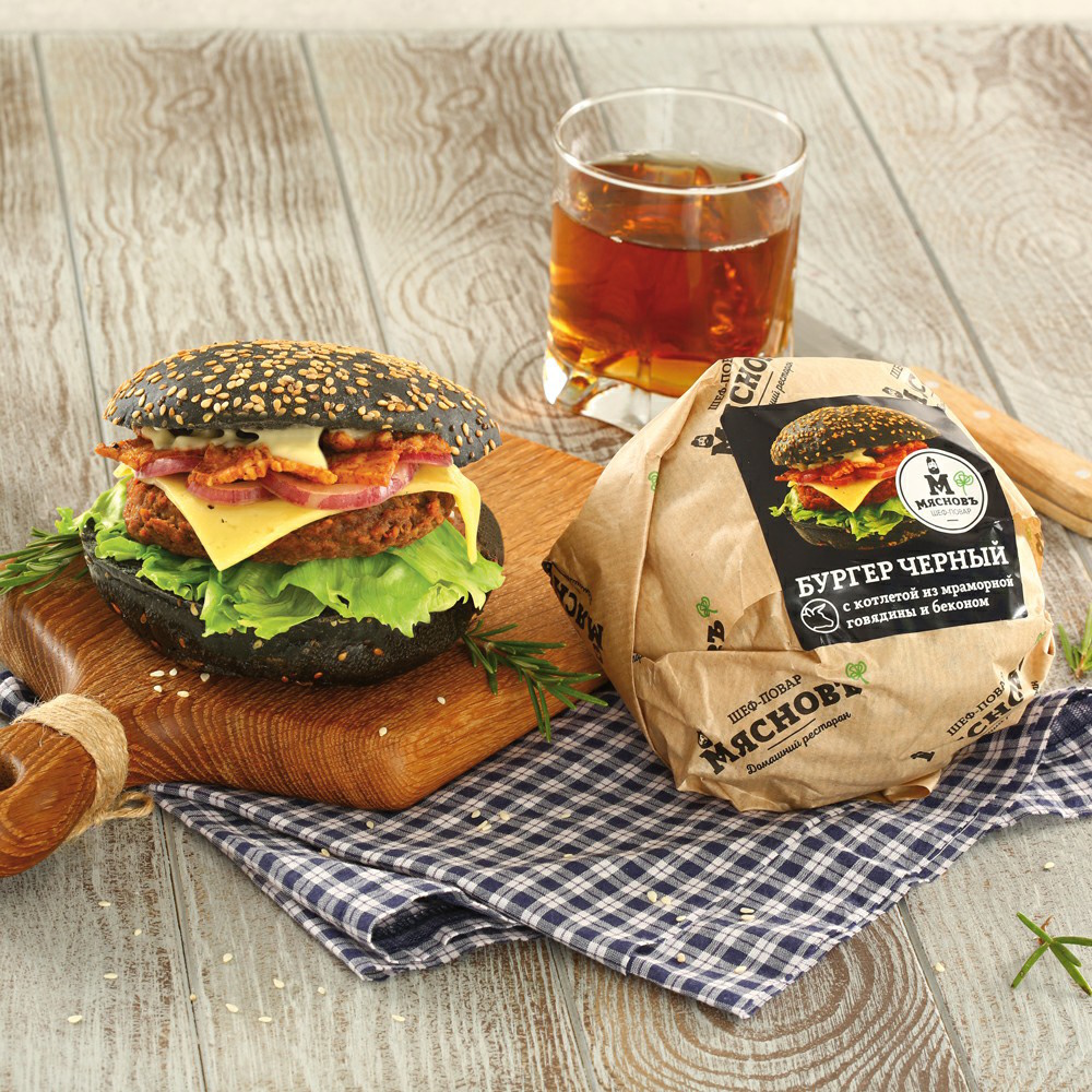 Бургер с мраморной говядиной МясновЪ ШЕФ-ПОВАР +-300 г