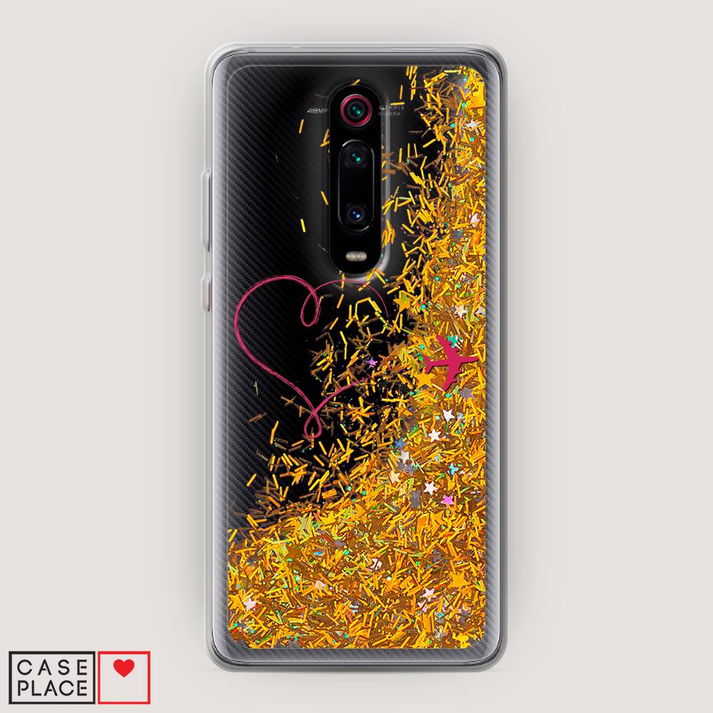 

Жидкий чехол с блестками "Сердце и самолет" на Xiaomi Mi 9T, 35790-1
