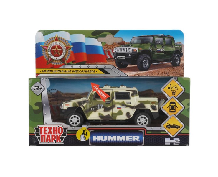 

Игрушечная машинка Технопарк HUMMER H2 PICКUP КАМУФЛЯЖ 12 см, 317582, Белый;зеленый