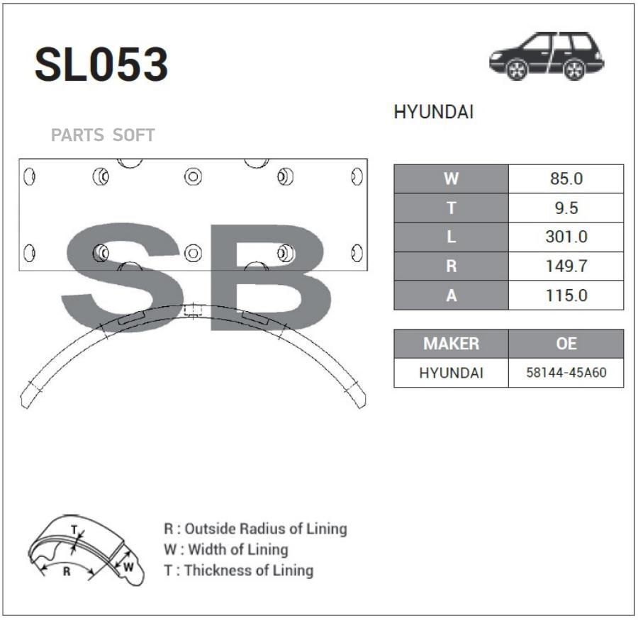 Накладка тормозная SANGSIN SL053