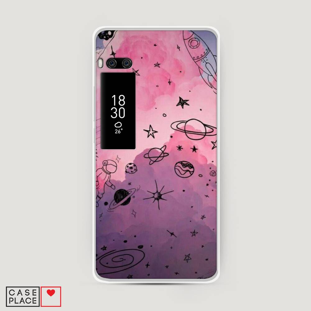 

Чехол Awog на Meizu Pro 7 Plus "Радуга планет 3", Черный;розовый, 71950-4