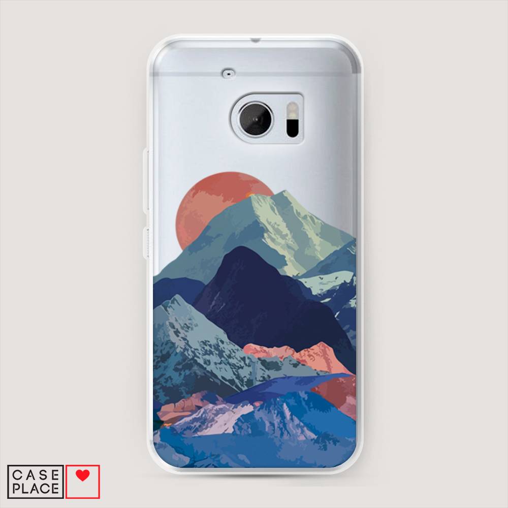

Чехол на HTC One M10 (HTC 10) "Закат в снежных горах", Красный;серый;голубой, 101950-2