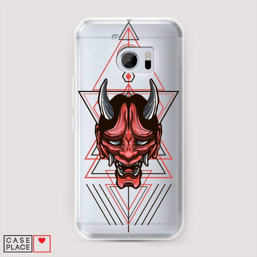 

Чехол на HTC One M10 (HTC 10) "Hanya Oni mask", Серый;красный;черный, 101950-4