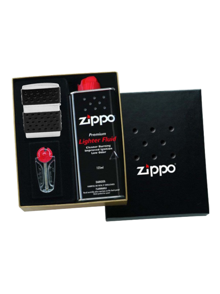 

Набор ZIPPO: зажигалка 200ZP бензиновая, топливо, кремний для зажигалки, 200ZP