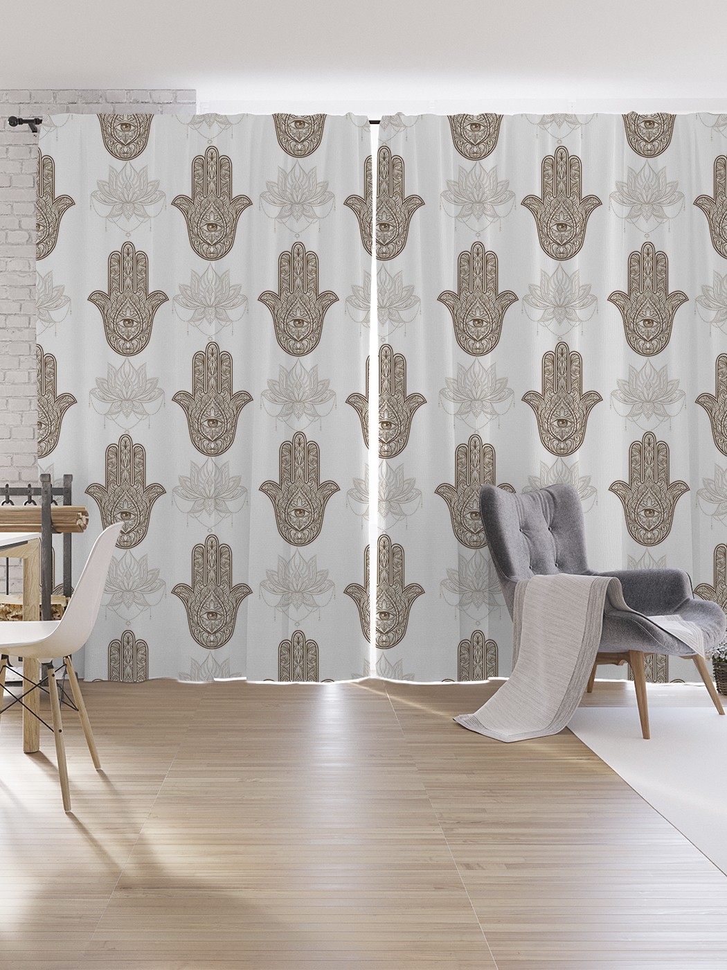 

Шторы под лён JoyArty "Око в хамсе", серия Oxford DeLux, 340х265 см, Око в хамсе