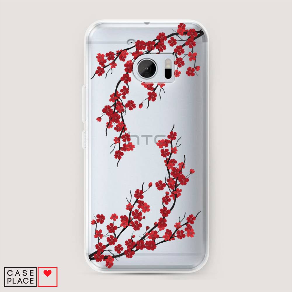 

Чехол на HTC One M10 (HTC 10) "Красная сакура", Красный;черный, 101950-2