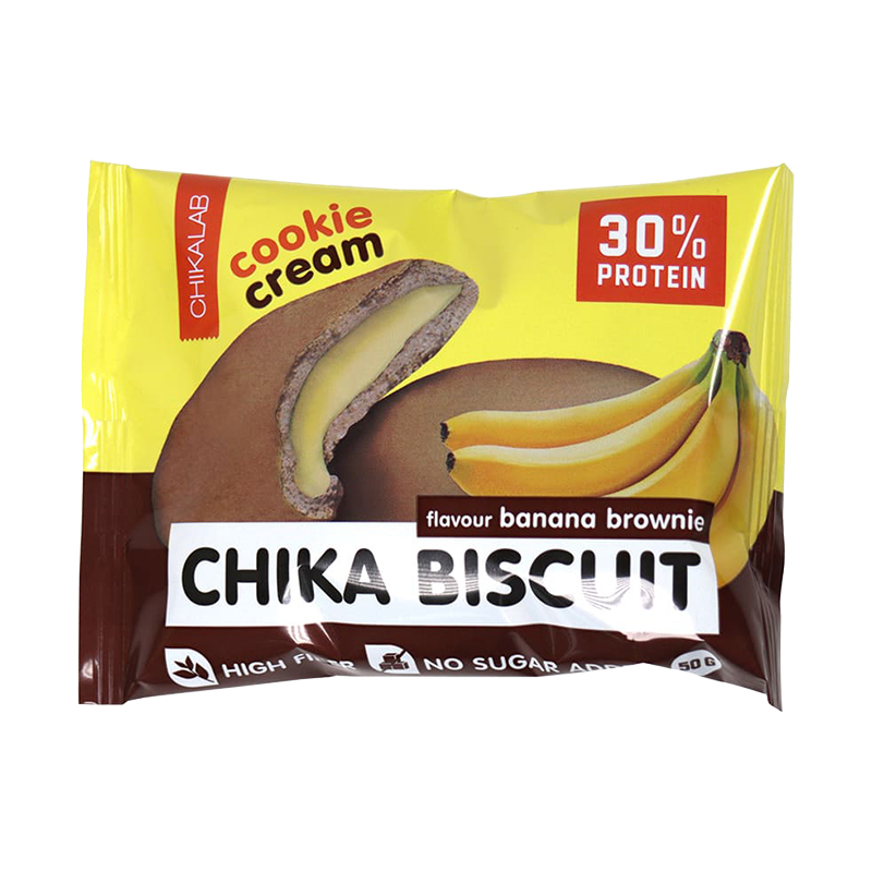 

Chikalab, Chika Biscuit, Бисквит Протеиновый с Начинкой, Банановый Брауни - 50 г