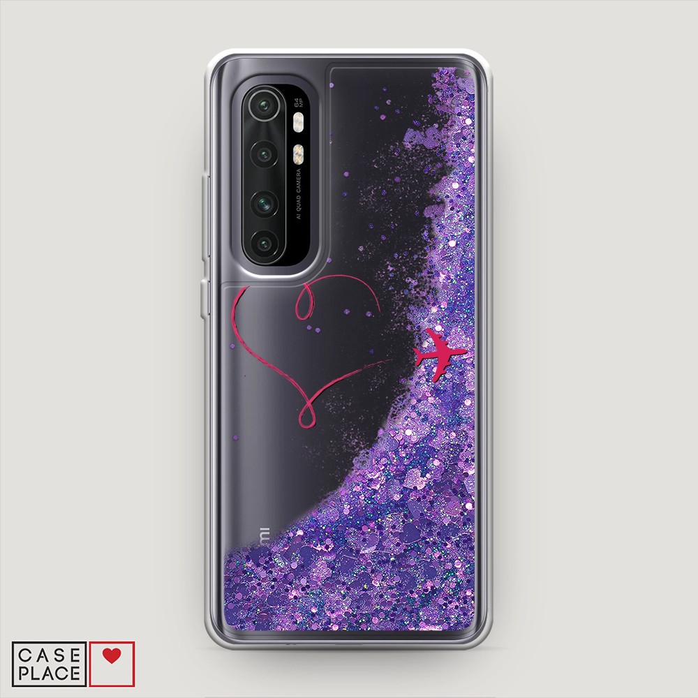 

Жидкий чехол с блестками "Сердце и самолет" на Xiaomi Mi Note 10 lite, 38492-1