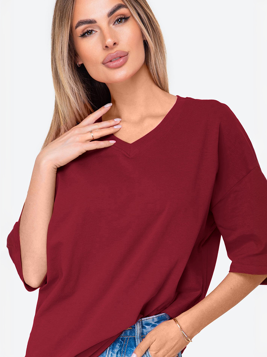 

Футболка женская Happyfox HF10090 бордовая 52-54 RU, Бордовый, HF10090