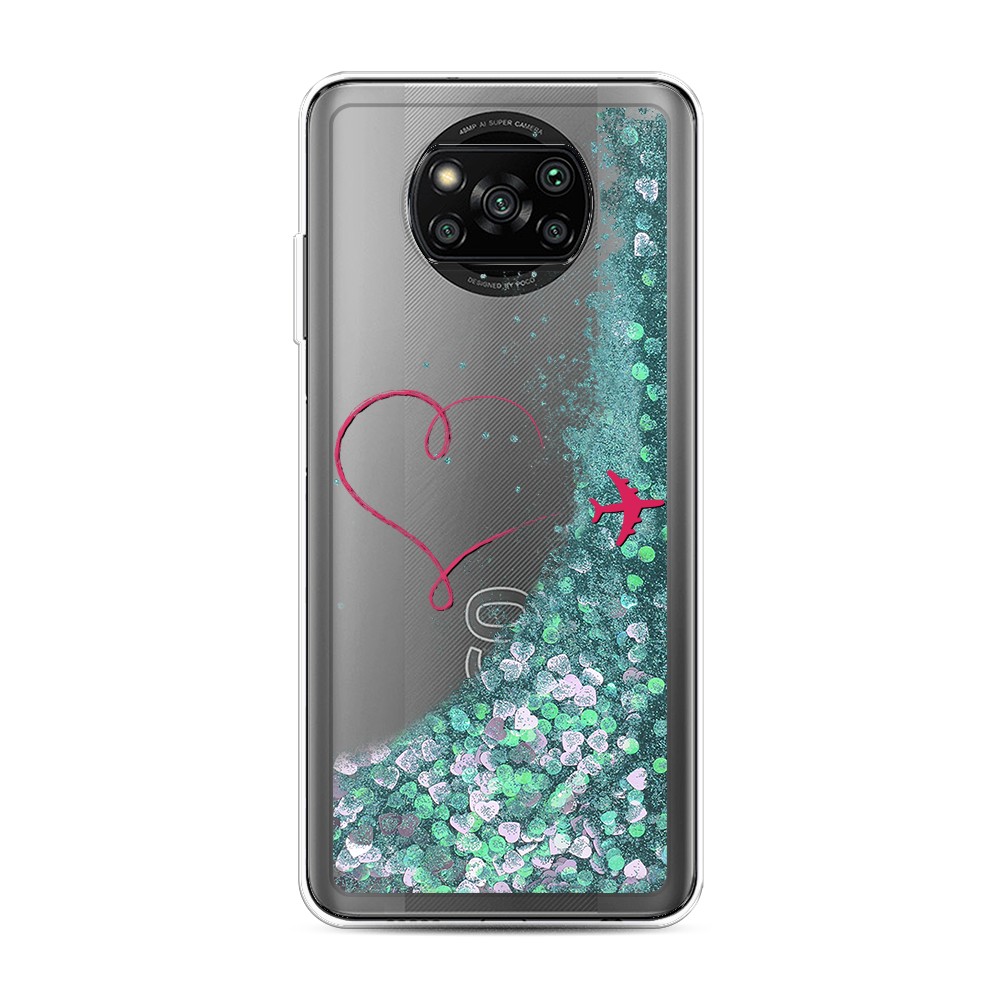 

Жидкий чехол с блестками "Сердце и самолет" на Xiaomi Poco X3 Pro, 310695-1