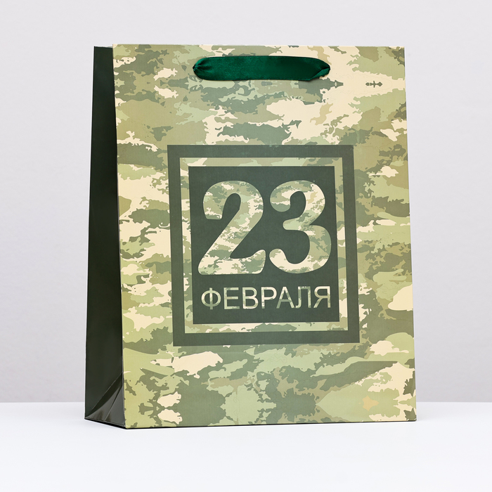 

Пакет ламинированный 23 февраля, камуфляж, 26 х 32 х 12 см, Зеленый