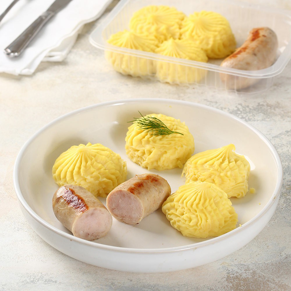 Куриная колбаска МясновЪ ШЕФ-ПОВАР с картофельным пюре