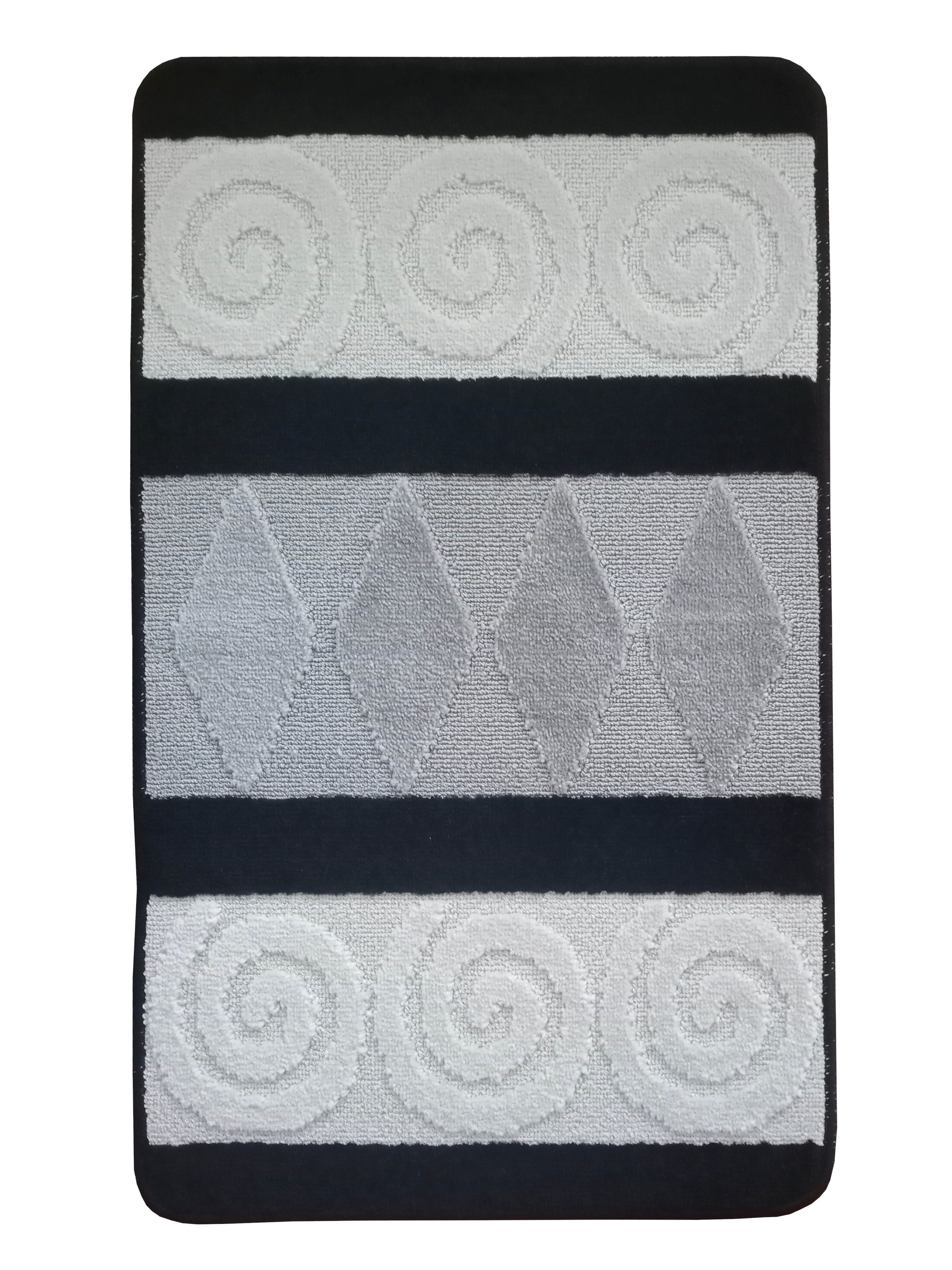 Коврик с противоскользящей основой 70*120 см. Черно-белый. Турция.