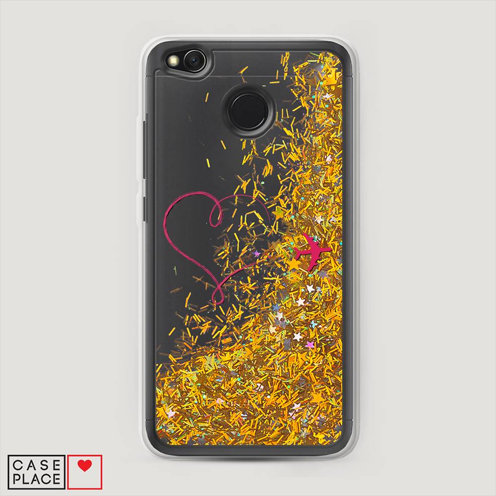 

Жидкий чехол с блестками "Сердце и самолет" на Xiaomi Redmi 4X, 31490-1