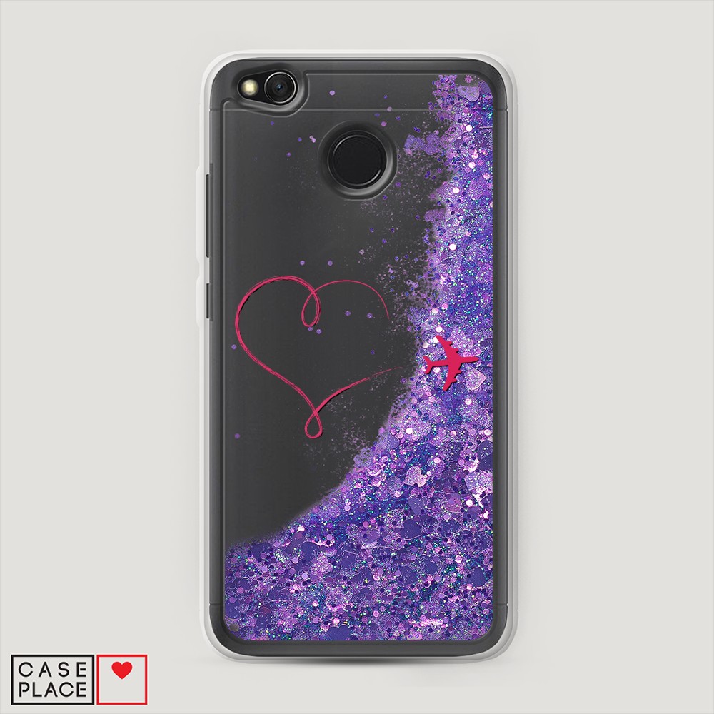 

Жидкий чехол с блестками "Сердце и самолет" на Xiaomi Redmi 4X, 31492-1