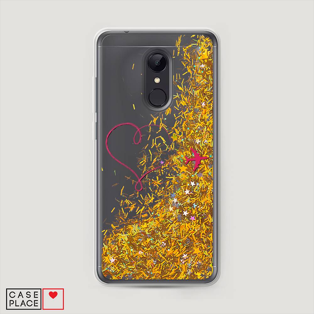 

Жидкий чехол с блестками "Сердце и самолет" на Xiaomi Redmi 5, 33090-1