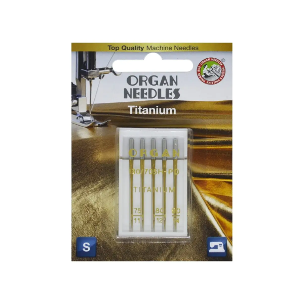 

Иглы для бытовых швейных машин Organ титаниум, №75, №80, №90 , для трикотажа