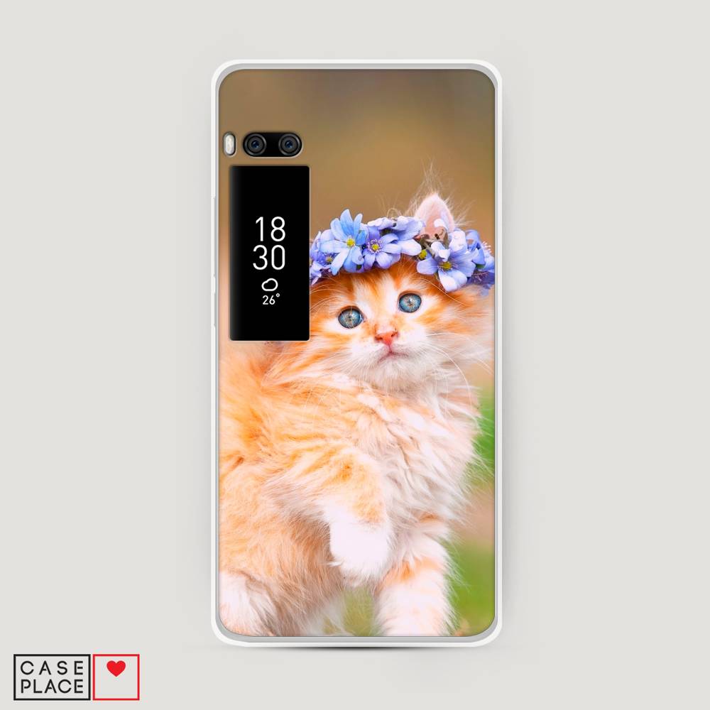 

Чехол Awog на Meizu Pro 7 Plus "Рыжий кот в венке", Коричневый;синий, 71950-1