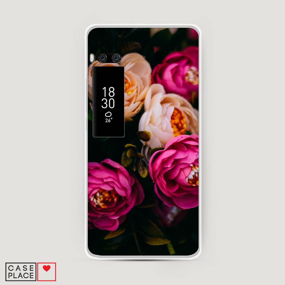 фото Чехол awog "розовые пионы на черном" для meizu pro 7 plus