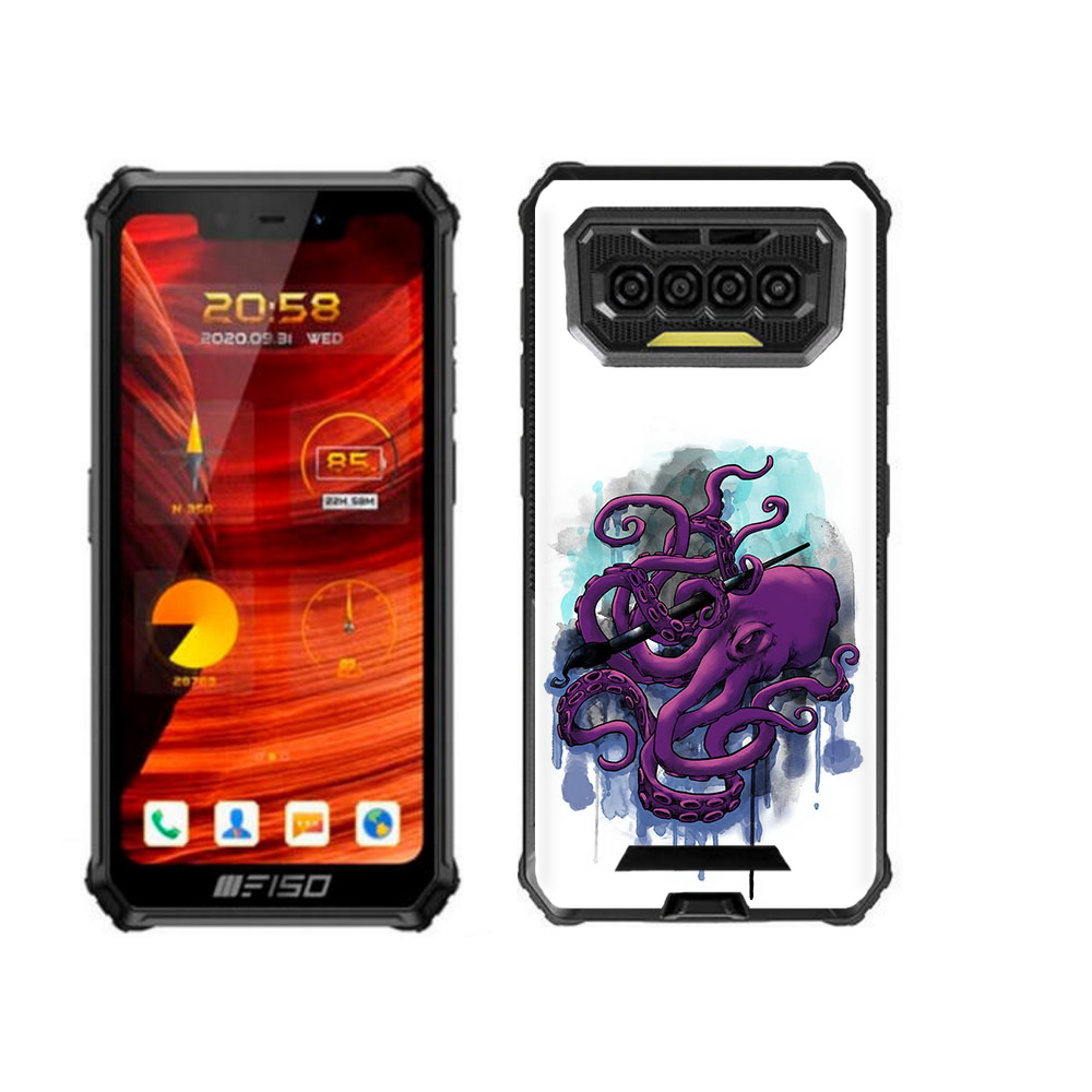 

Чехол бампер MyPads фиолетовый осьминог для Oukitel F150 Bison, Прозрачный, Tocco