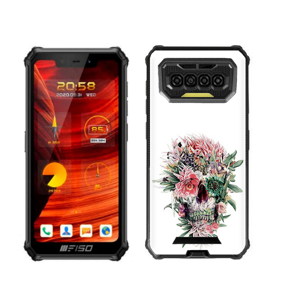 

Чехол бампер MyPads череп из цветов для Oukitel F150 Bison 2021, Прозрачный, Tocco