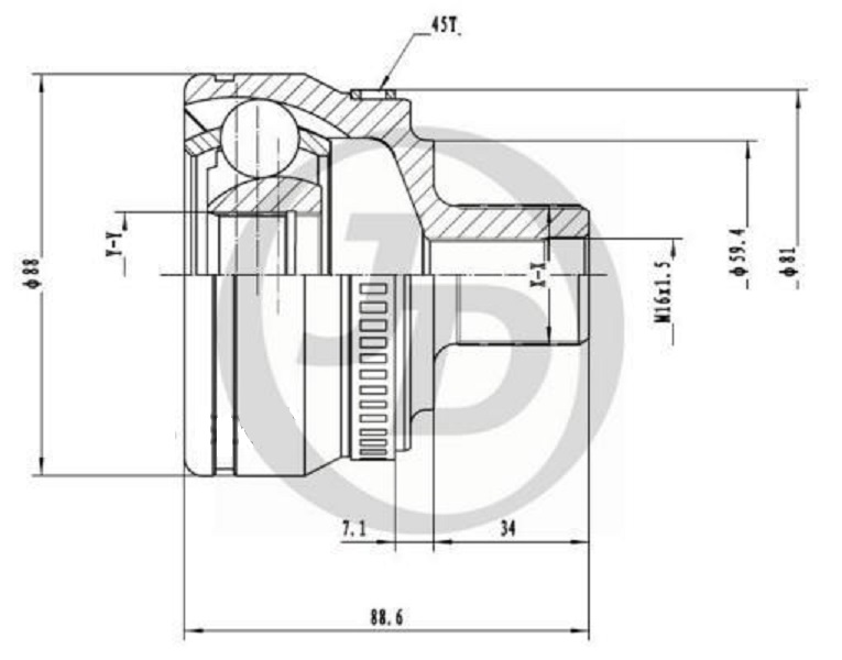 JUST DRIVE JCT0093A ШРУС внешний ABS 151435