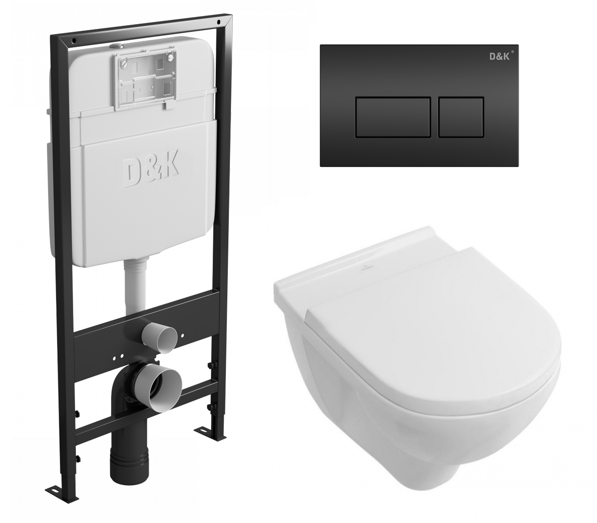 

Комплект: инсталляция D&K + унитаз O Novo Directflush + кнопка прямоугольная черная 535076