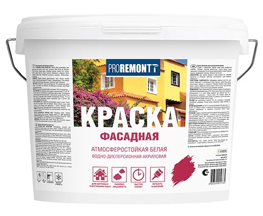 фото Краска proremontt фасадная белая 3кг