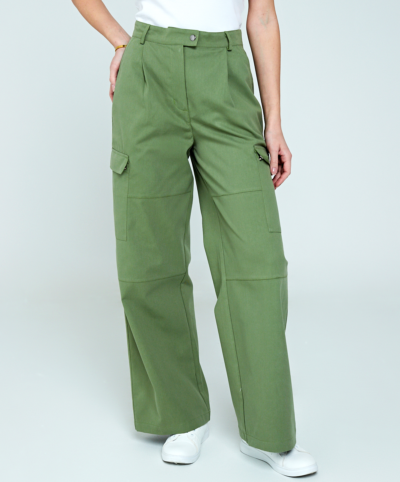 Брюки женские IRINA EGOROVA Cargo pants зеленые 50 RU