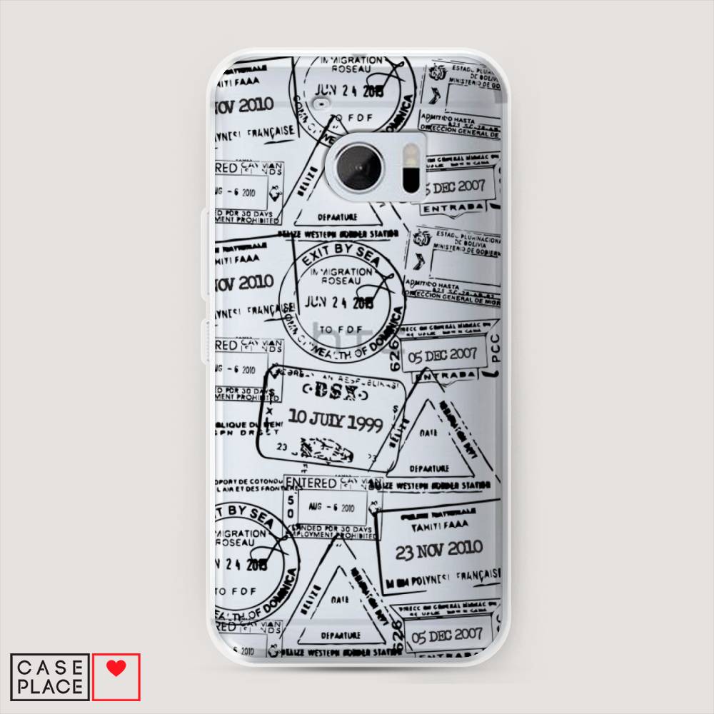 

Чехол на HTC One M10 (HTC 10) "Visa stamps 2", Белый;черный;серый, 101950-2