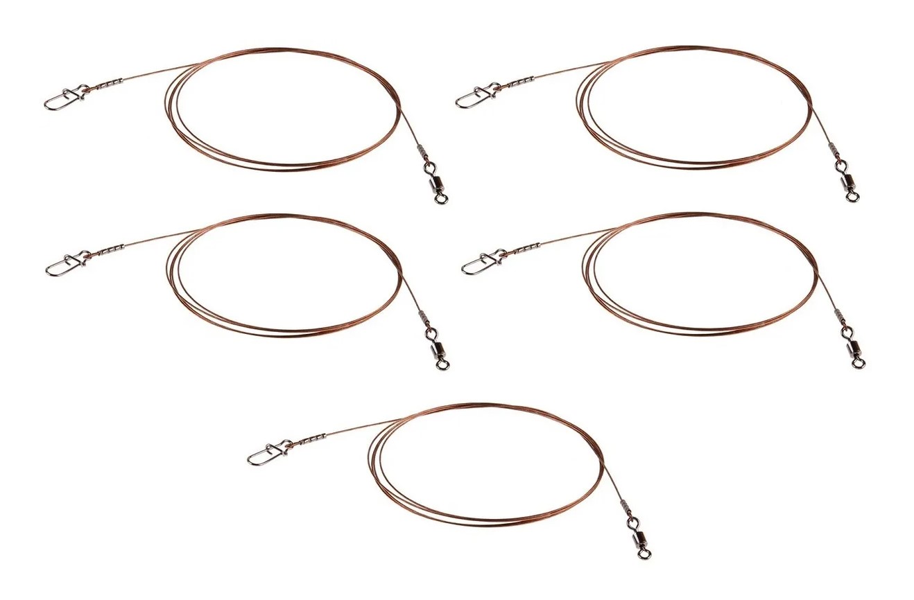 Рыболовный поводок Win 1х19 Trolling коричневый 16 кг, 100 см, 5 шт.