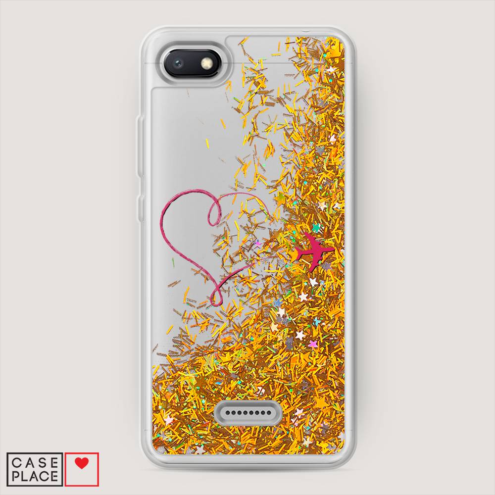 

Жидкий чехол с блестками "Сердце и самолет" на Xiaomi Redmi 6A, 34190-1