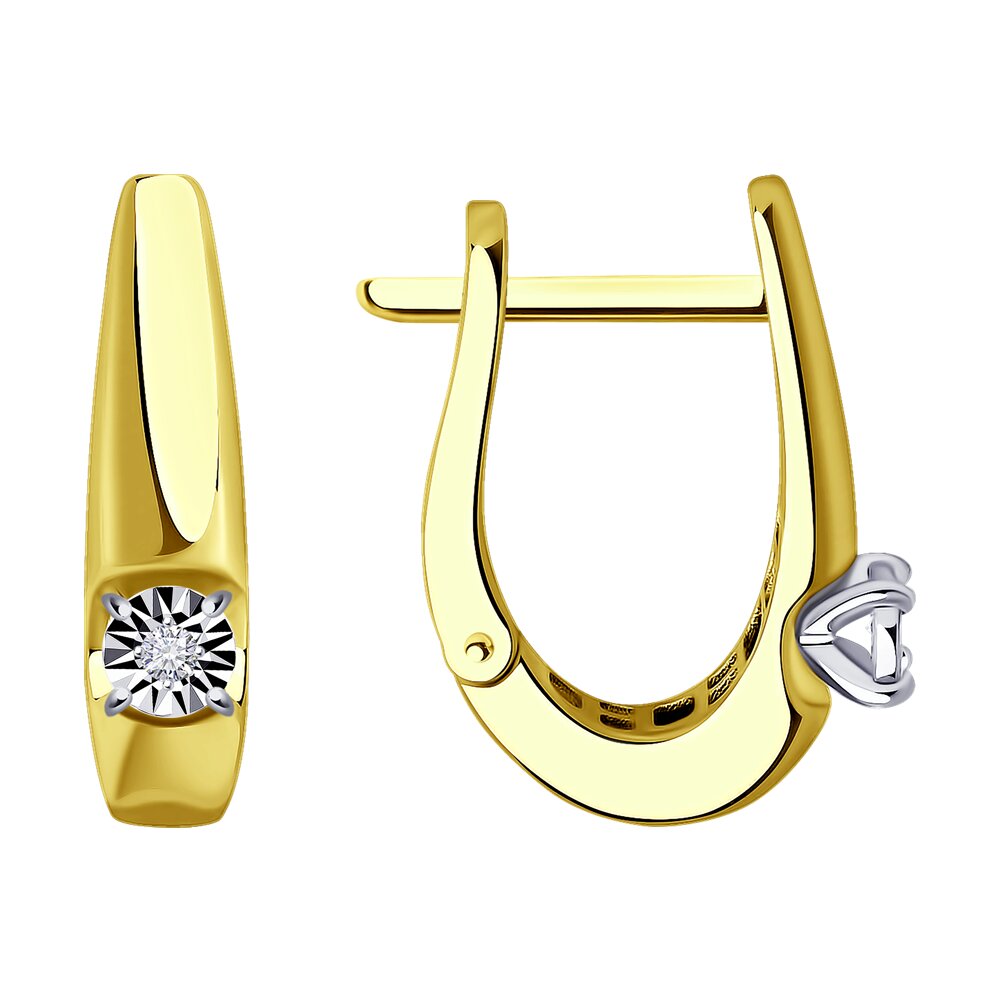 

Серьги из комбинированного золота Diamant 53-220-01532-1, бриллиант, 53-220-01532-1