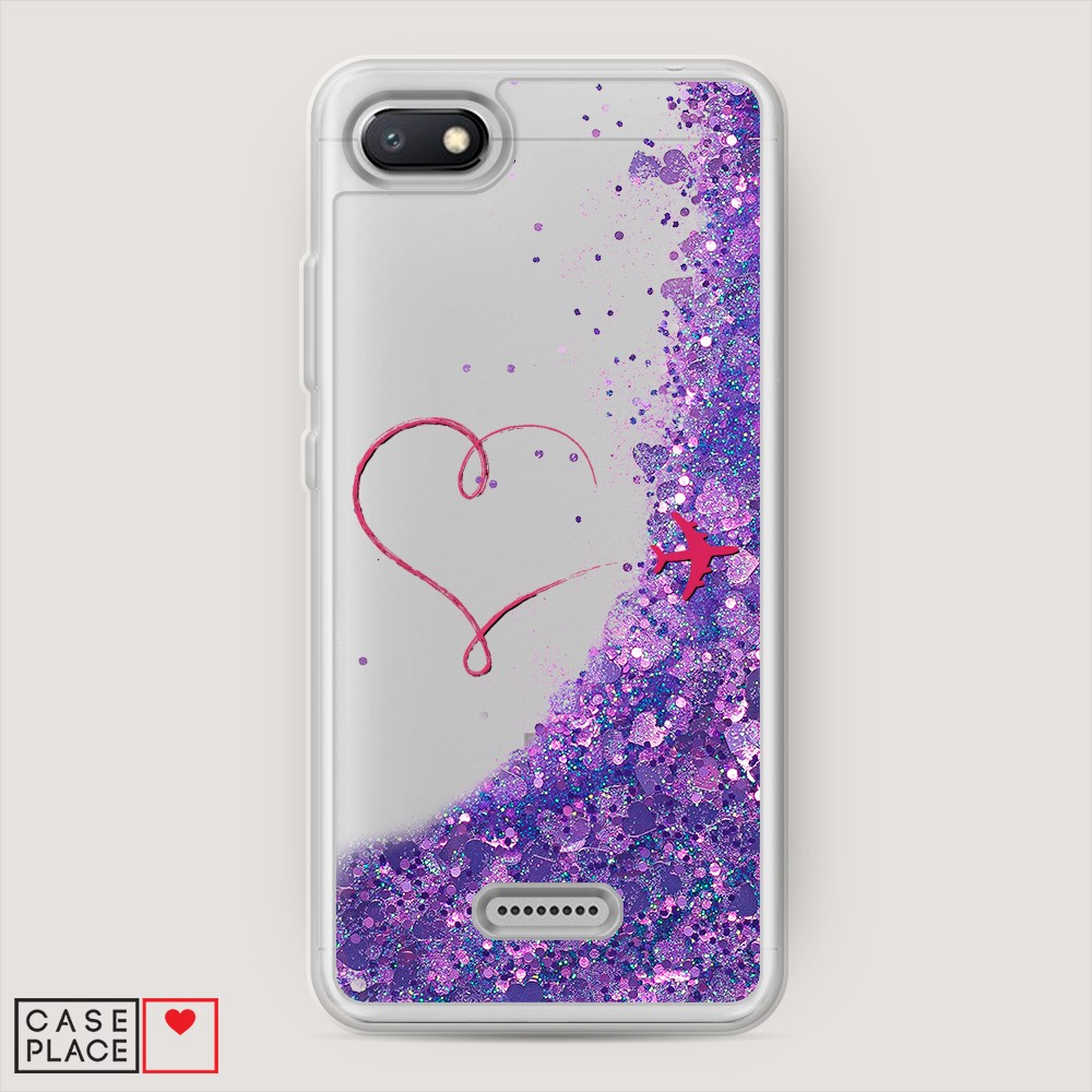 

Жидкий чехол с блестками "Сердце и самолет" на Xiaomi Redmi 6A, 34192-1